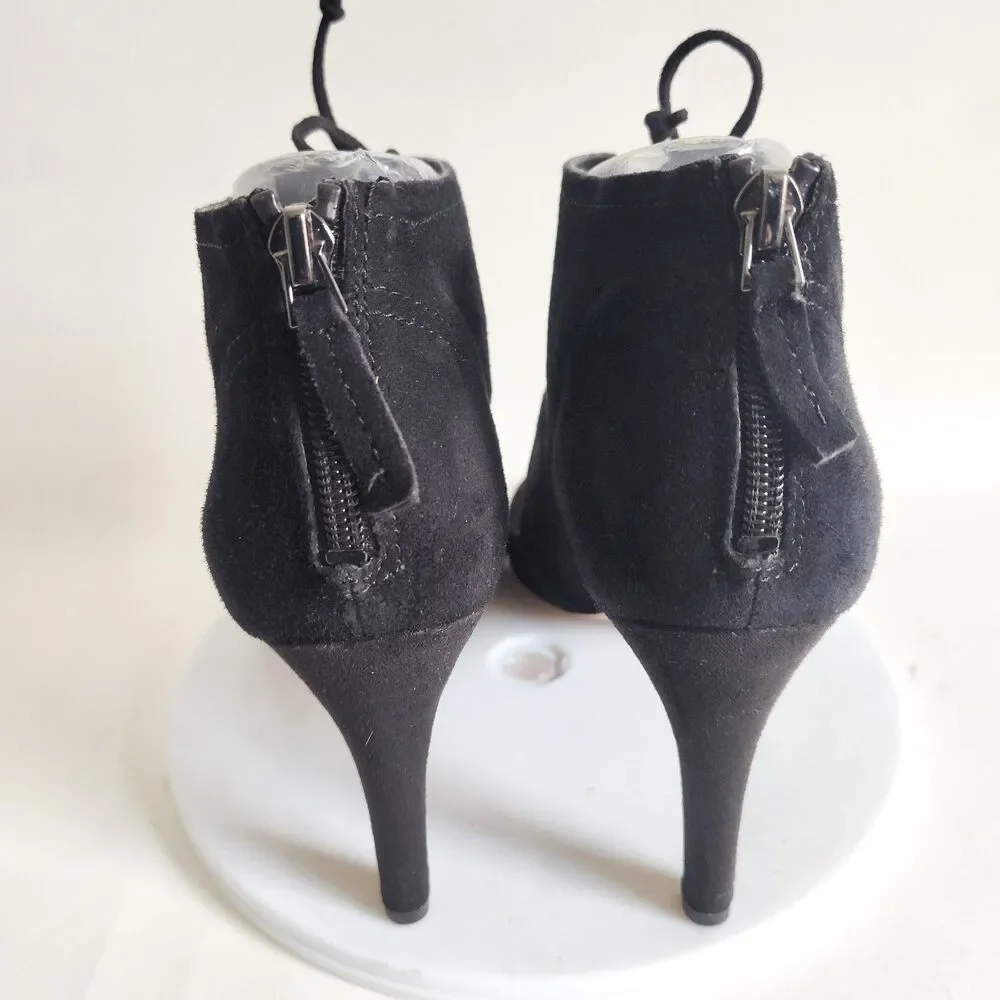 Franco Sarto Shawnee Black Suede Lace-Up Open Toe Sexy 4